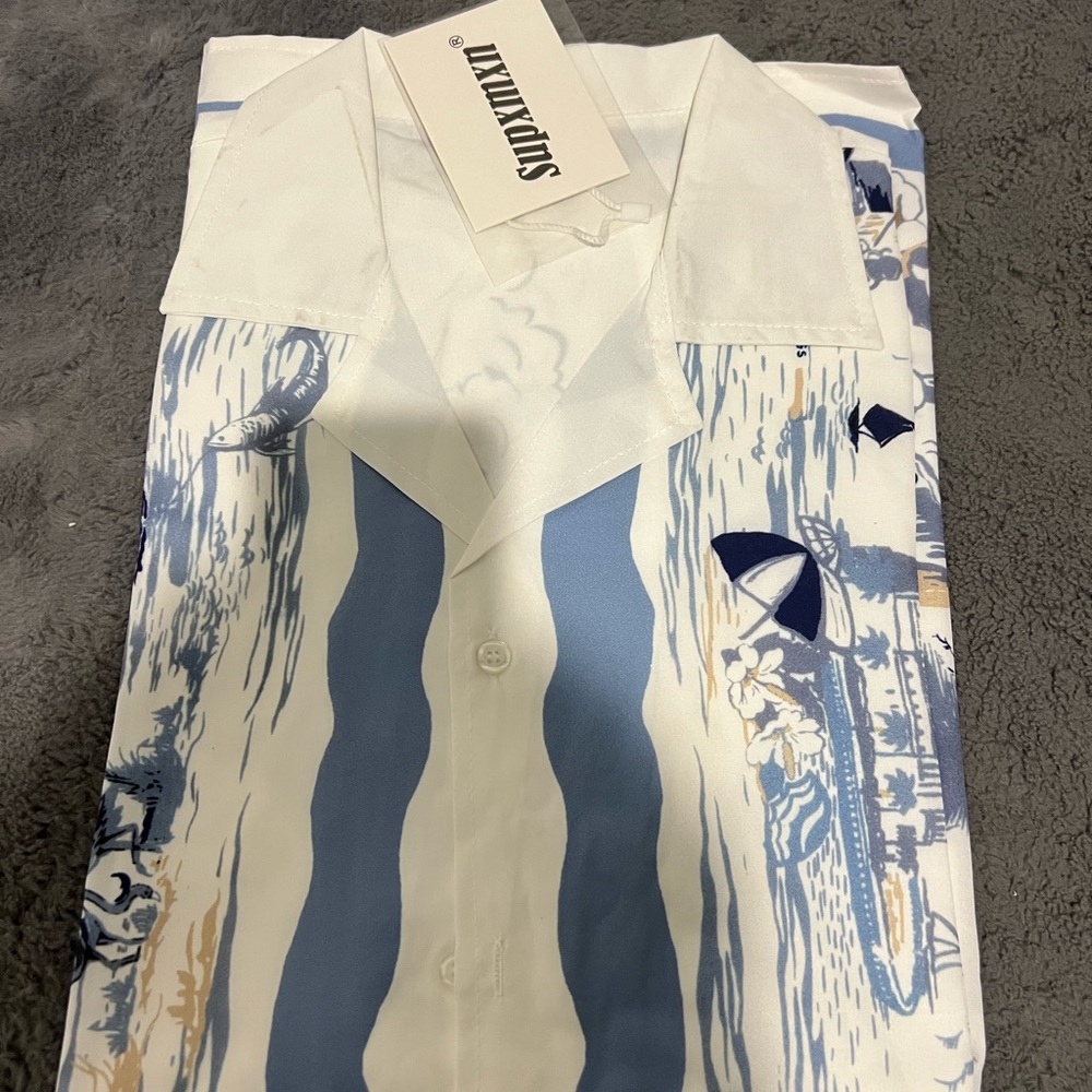 Supreme White and Blue Graphic Shirt